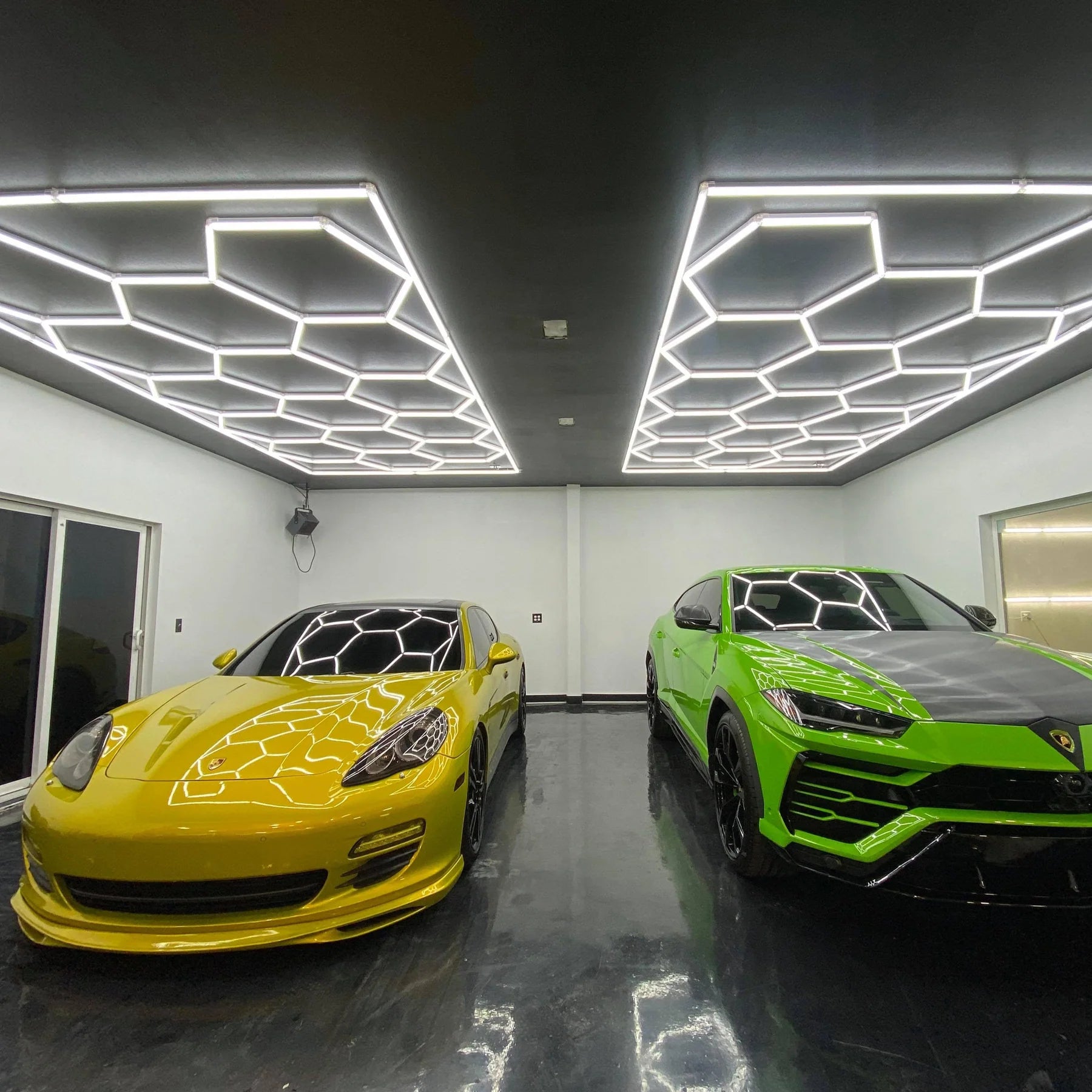 Hexagon led top ceiling light garage