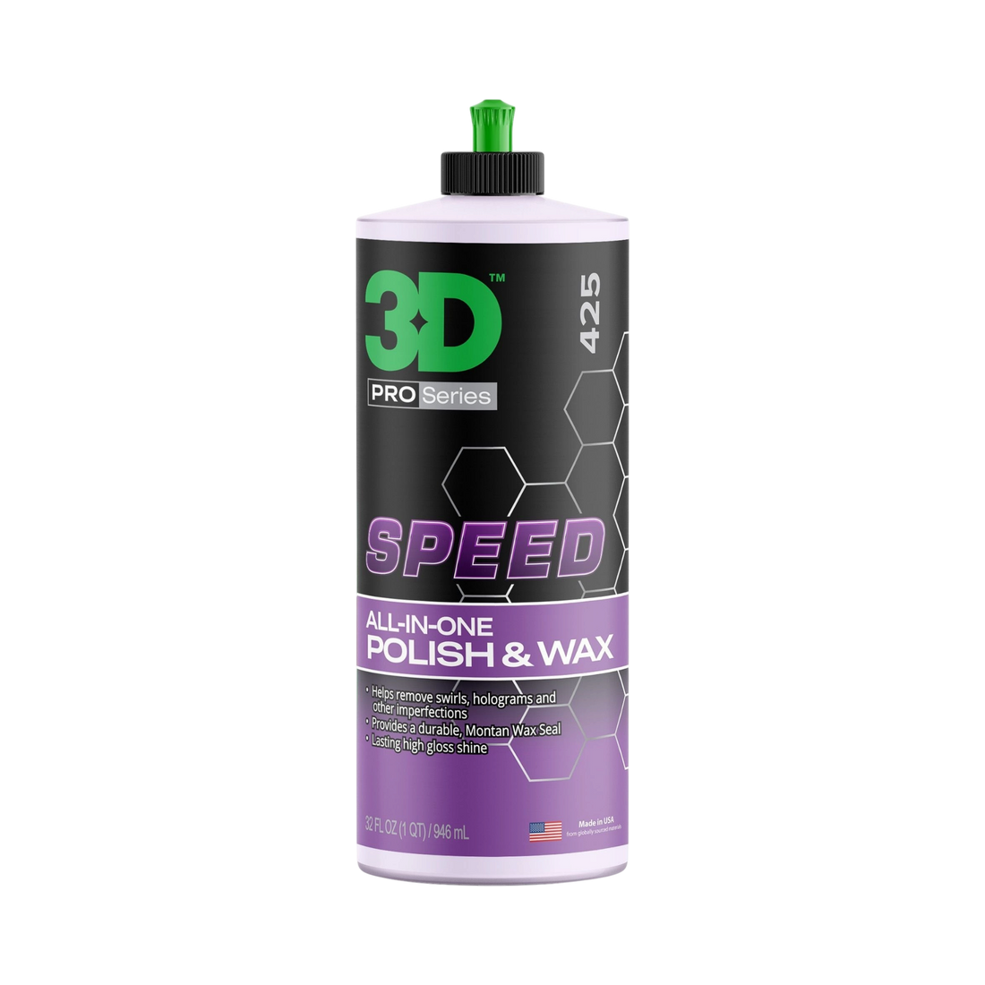 The Detail Warehouse 3D Speed All-In-One Polish & Wax 946ml bottle for professional one-step details