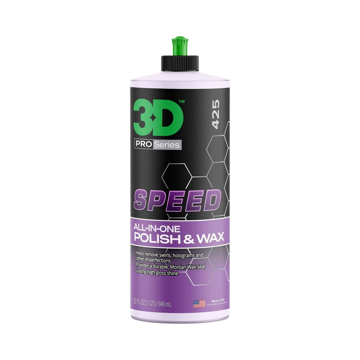 The Detail Warehouse 3D Speed All-In-One Polish & Wax 946ml bottle for professional one-step details