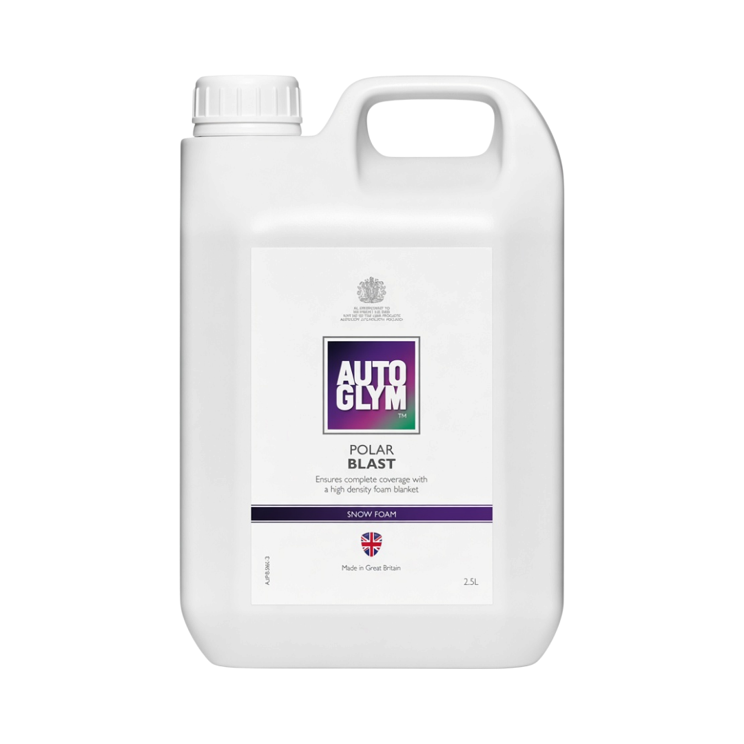 The Detail Warehouse Autoglym Polar Blast 2.5L snow foam pre-wash bottle with white plastic container and label