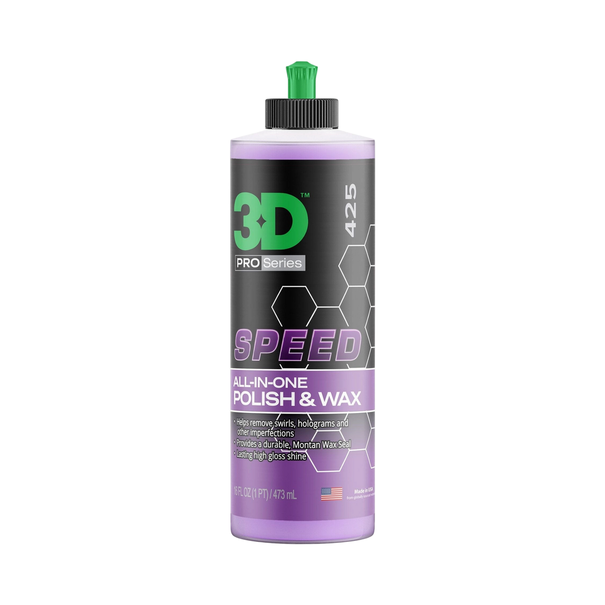 The Detail Warehouse 3D Speed All-In-One Polish & Wax 474ml bottle for removing swirls and adding wax protection