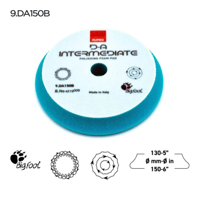 Rupes DA Foam Intermediate Pads - Azure (Medium)