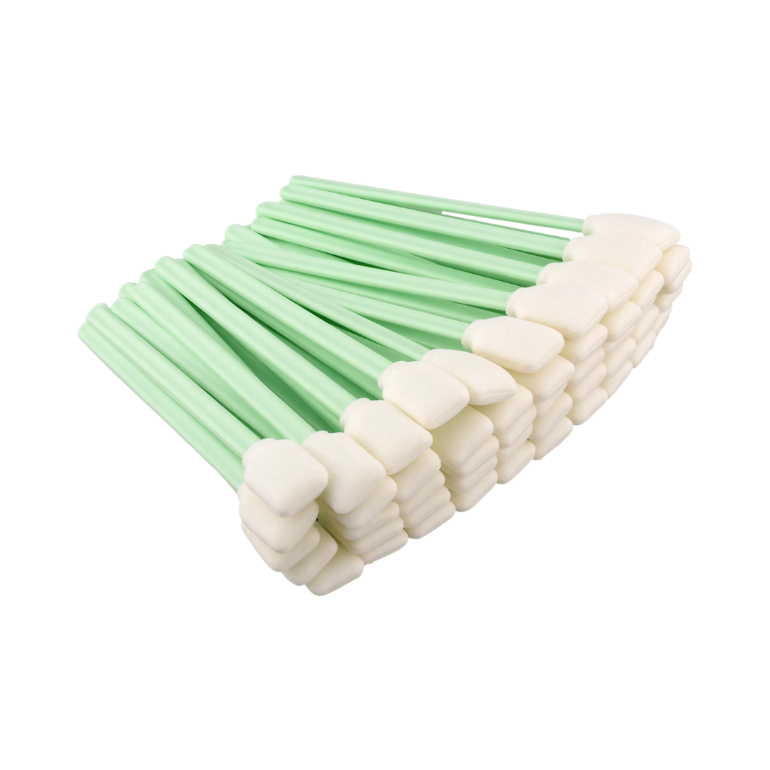 The Detail Warehouse OPTiX foam tip detailing swabs with white heads and light green plastic stems for car cleaning