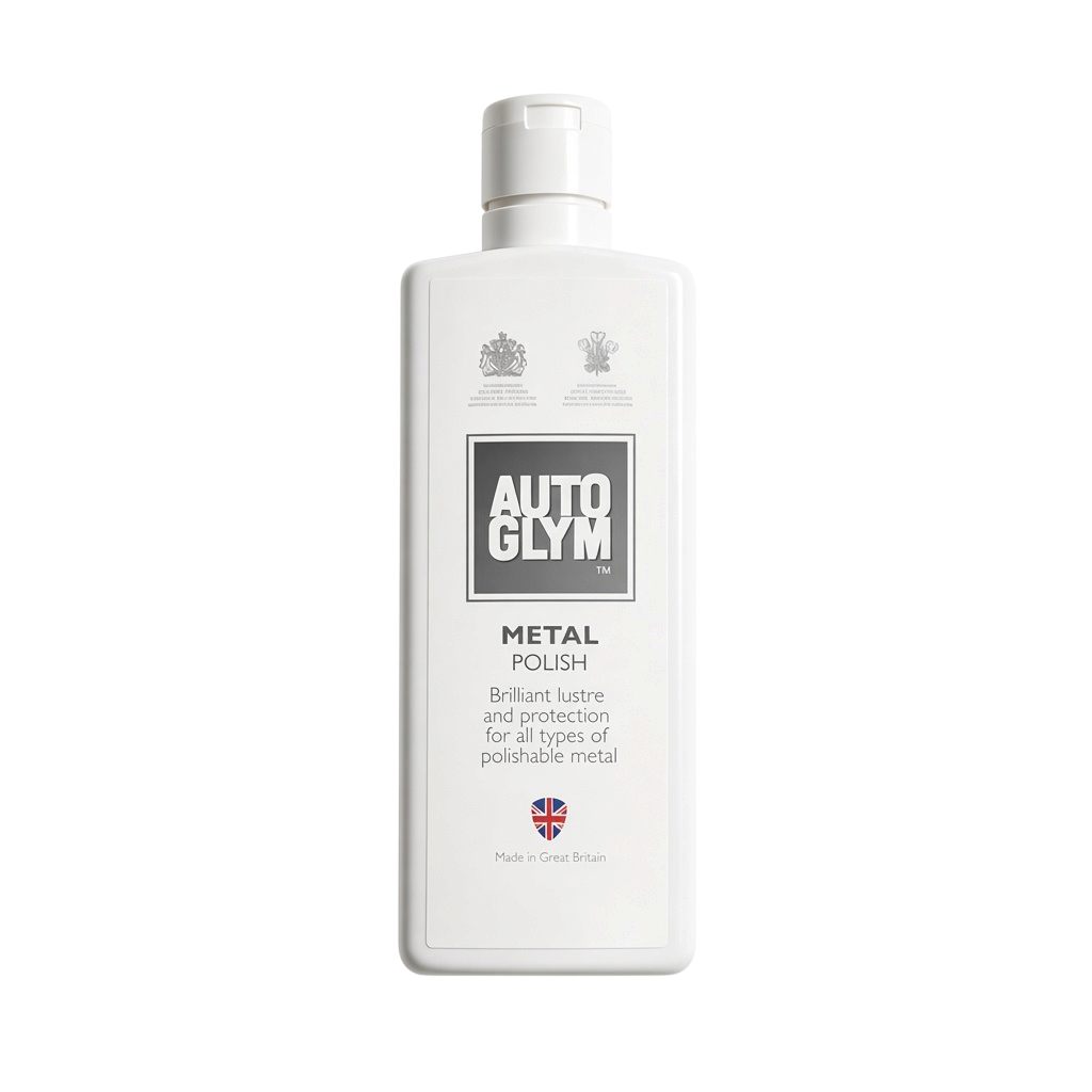 The Detail Warehouse Autoglym Metal Polish 325ml bottle for restoring and protecting chrome, brass, and stainless steel.