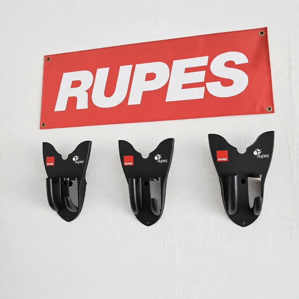 The Detail Warehouse Rupes wall mounted black plastic tool holder for BigFoot polishers and sanders