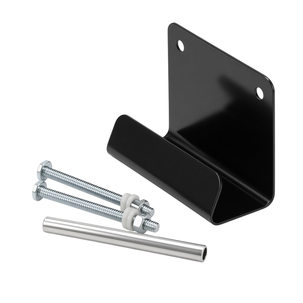 The Detail Warehouse black metal wall mount bracket with mounting hardware for BigBoi Mini and Mini Plus blowers