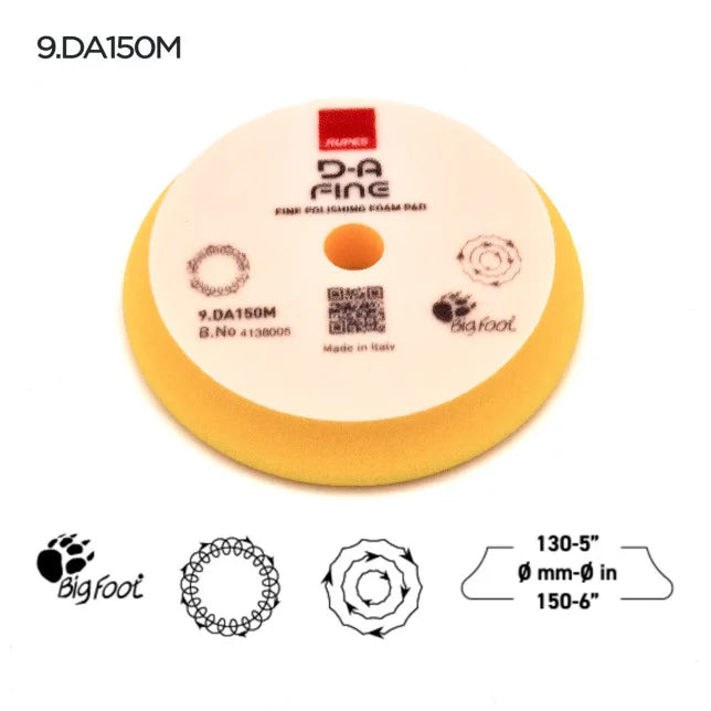 Rupes DA Foam Finishing Pads - Yellow (Fine)