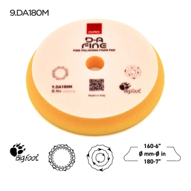Rupes DA Foam Finishing Pads - Yellow (Fine)