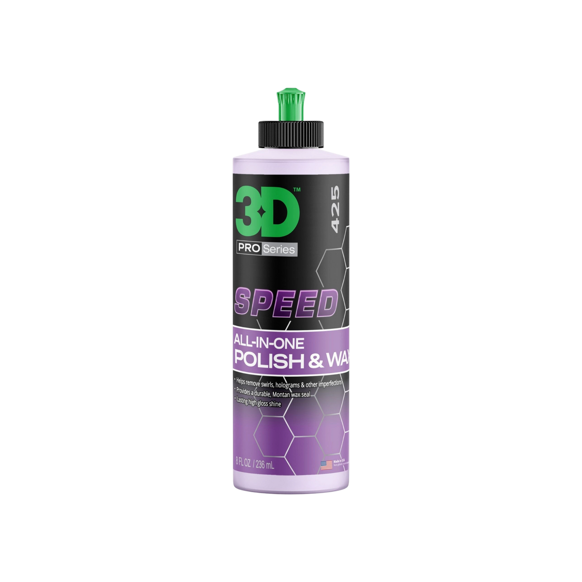 The Detail Warehouse 3D Speed All-In-One Polish & Wax 250ml bottle for one-step polishing and protection
