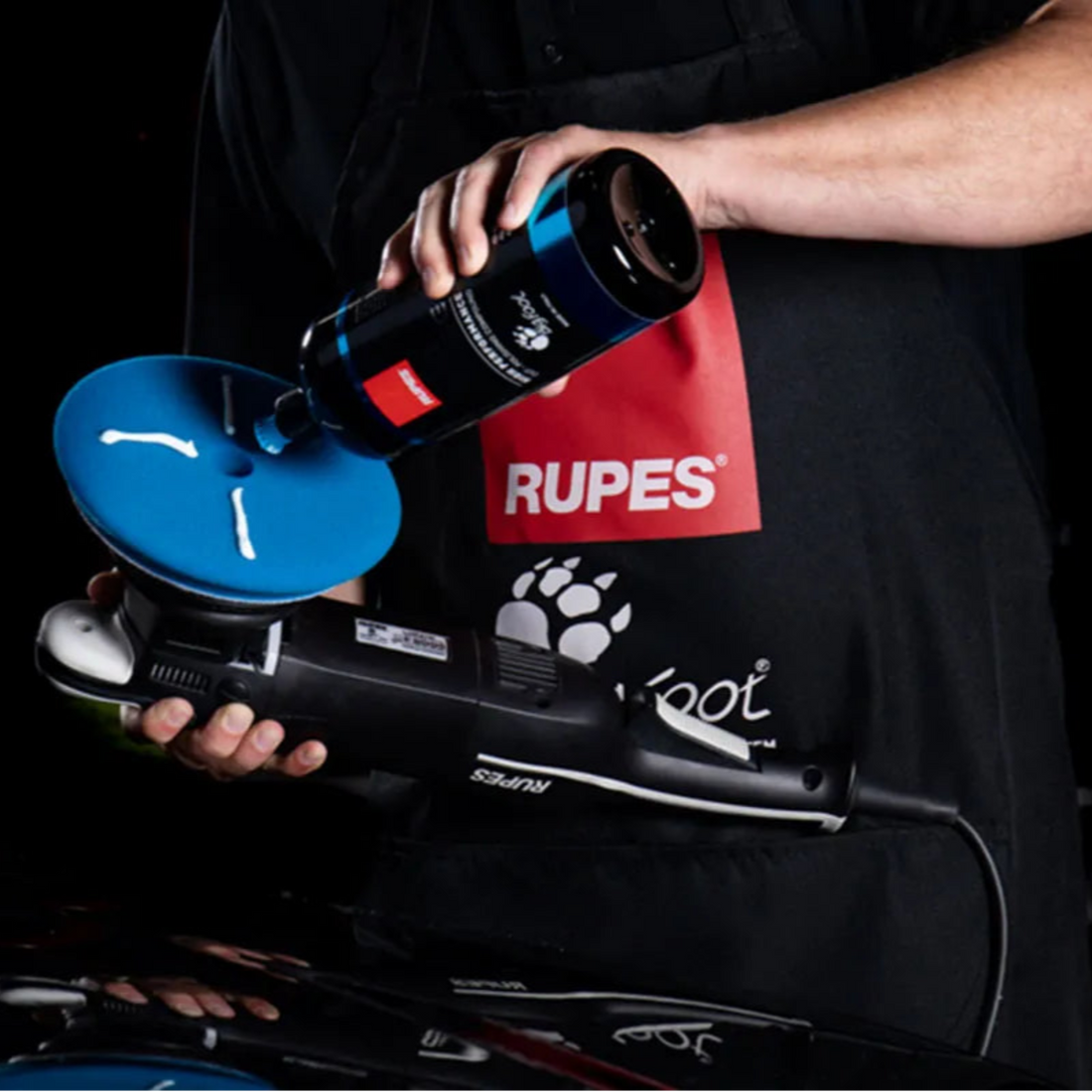 The Detail Warehouse Rupes DA coarse blue foam cutting pad for heavy paint defect removal and polishing.