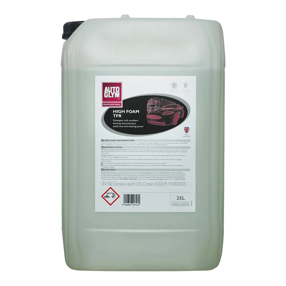 The Detail Warehouse 25L drum of Autoglym High Foam TFR car wash detergent for professional detailing and foam cannons