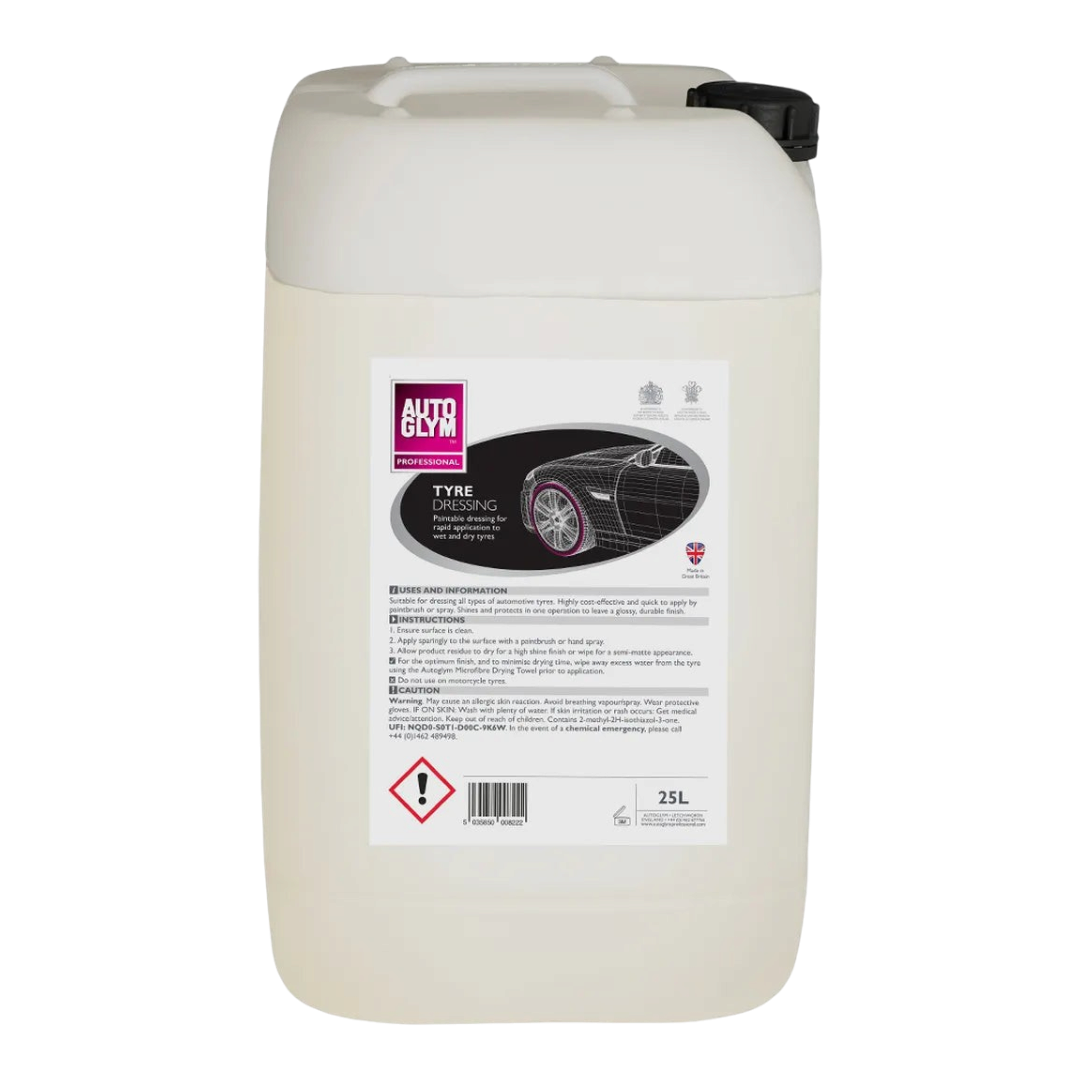 The Detail Warehouse Autoglym 25 litre tyre dressing container with professional label for wet or dry tyre application