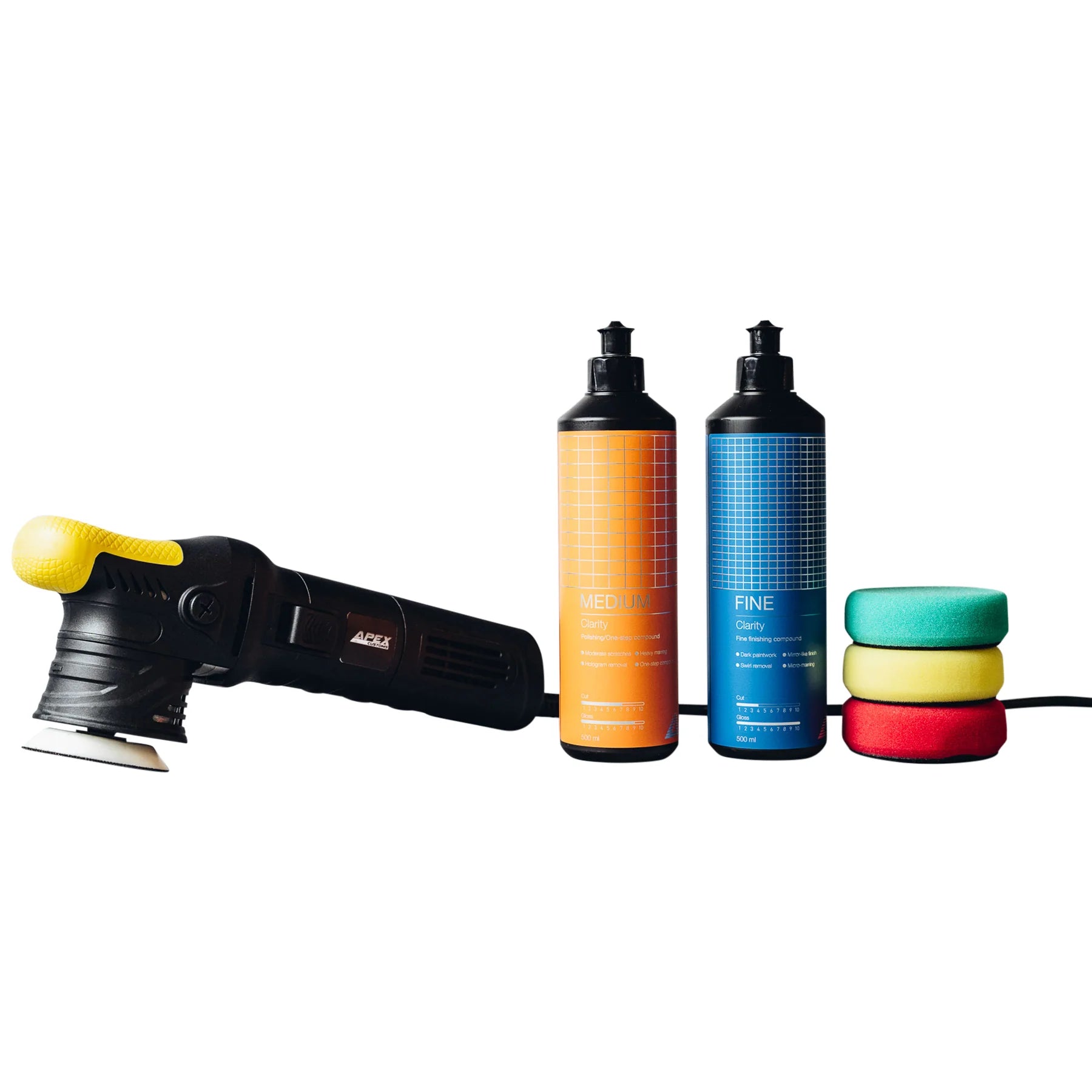 Apex Customs Grasshopper 2.0 - Mini 3 inch DA Polisher 12mm - Clarity Compound Kit (Bundle)