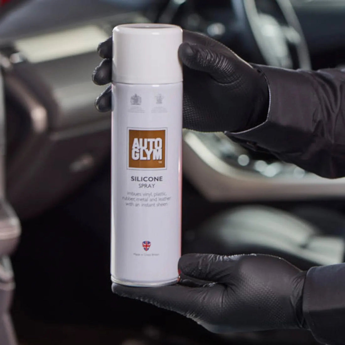 The Detail Warehouse Autoglym Silicone Spray aerosol can for protecting and shining automotive plastic and trim.
