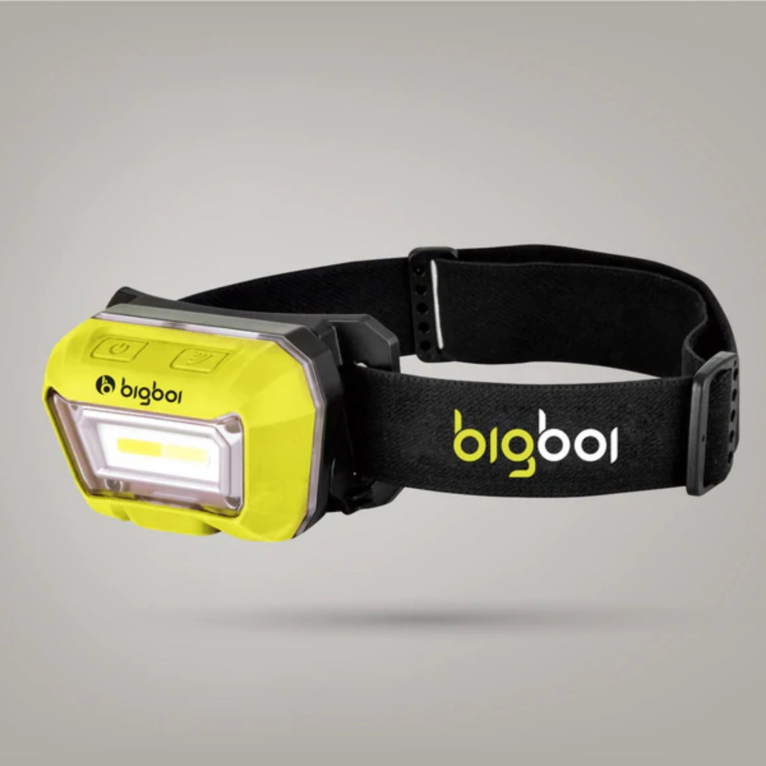 The Detail Warehouse BigBoi Illumr LED head lamp with yellow housing and black adjustable strap for car detailing