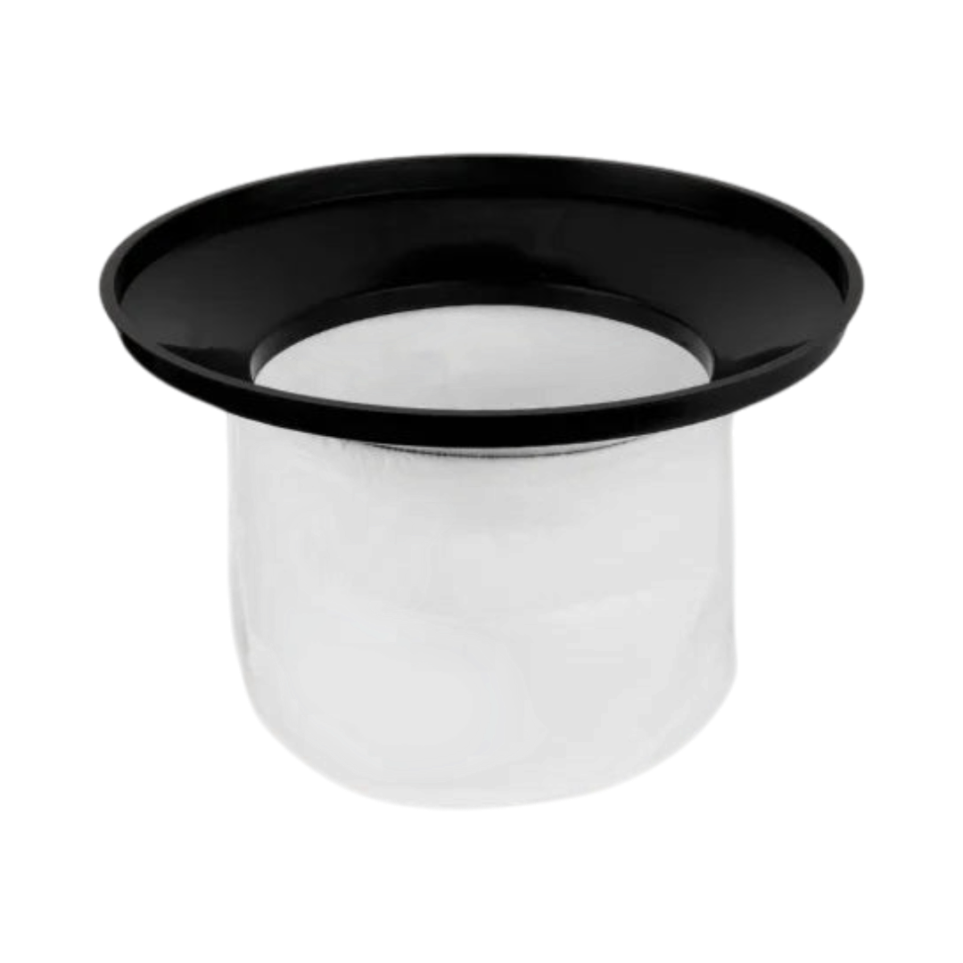 The Detail Warehouse BigBoi SUCKR Pro+ reusable white cotton filter protector bag with a black plastic rim.