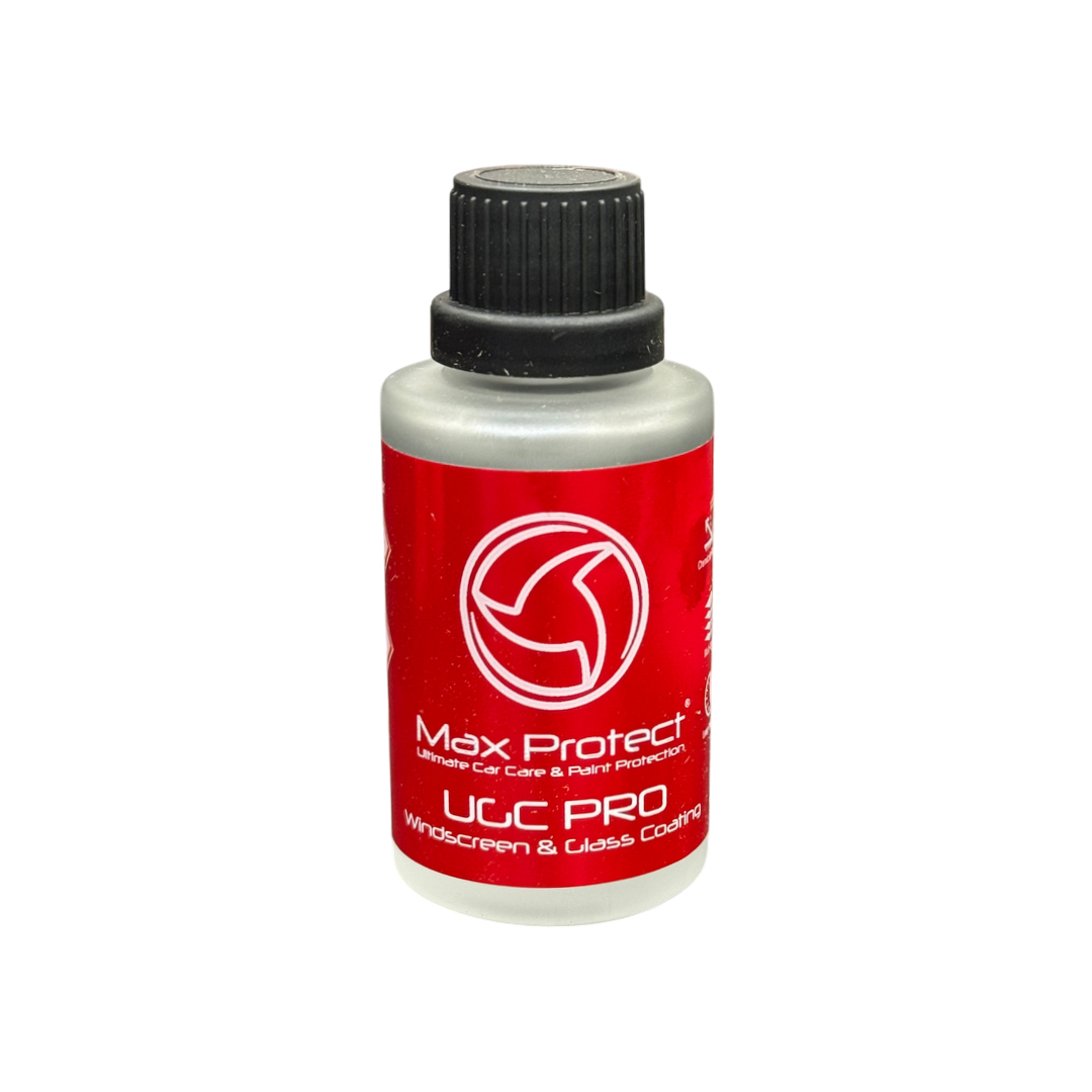 The Detail Warehouse Max Protect UGC Pro glass and windscreen coating bottle with red label and black cap
