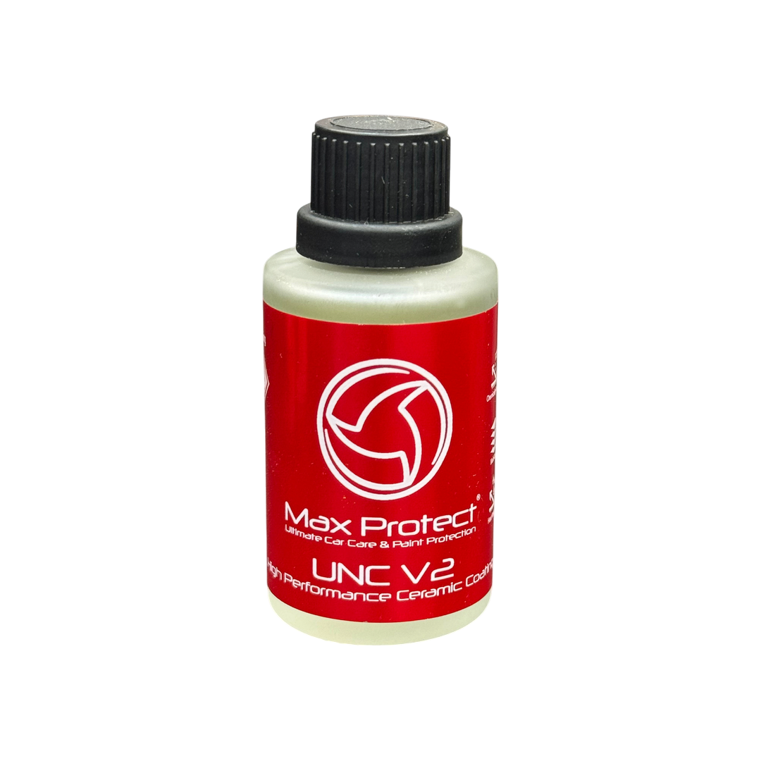 The Detail Warehouse Max Protect UNC V2 30ml ceramic coating bottle with red label for professional car protection