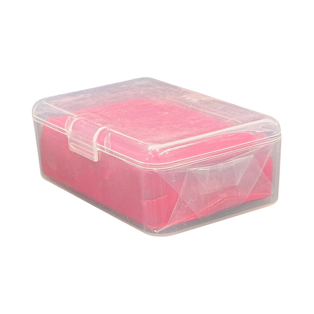 The Detail Warehouse red heavy duty clay bar for automotive paint decontamination, stored in a clear plastic case.
