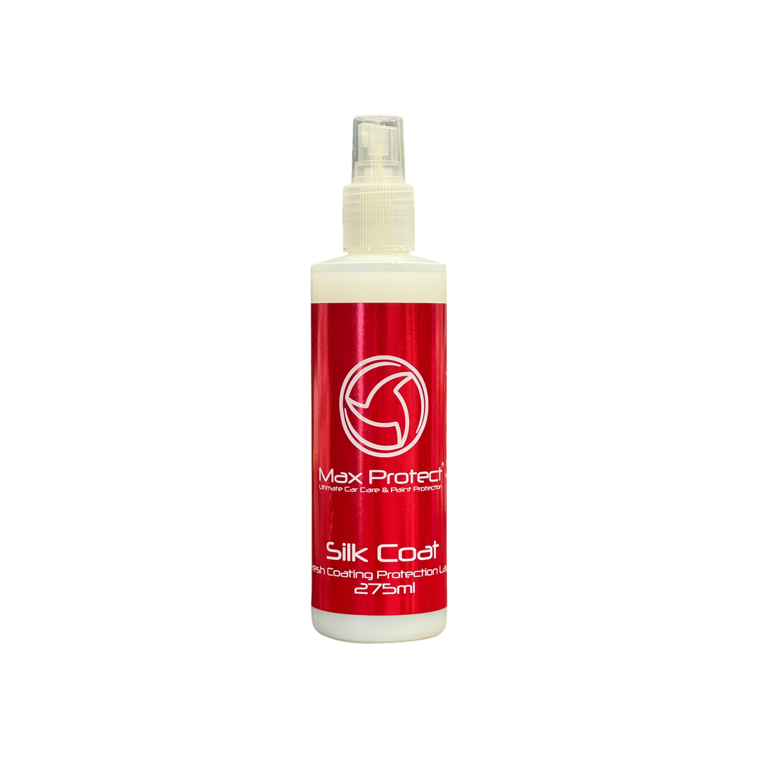 The Detail Warehouse Max Protect Silk Coat 275ml spray bottle for car paint protection and hydrophobic coating.