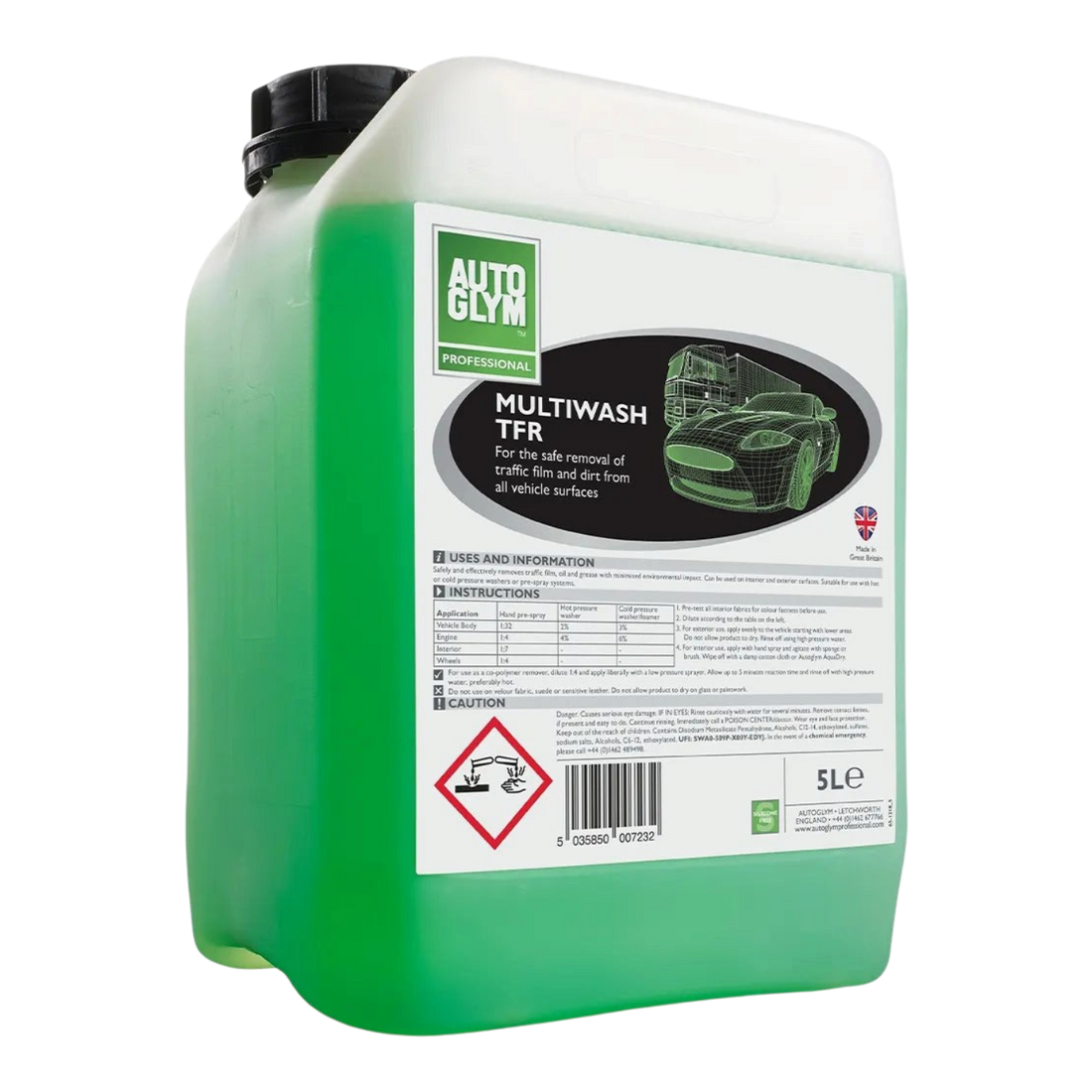 The Detail Warehouse Autoglym PM3 Multiwash 5L green all-purpose vehicle cleaner bottle with professional label.