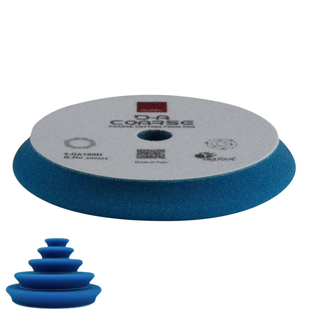 The Detail Warehouse Rupes DA coarse blue foam cutting pad for heavy paint defect removal and polishing.