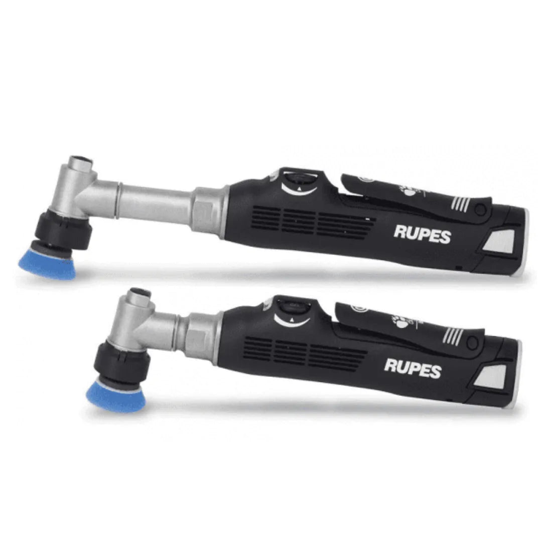 Two Rupes nano polishers on a white background