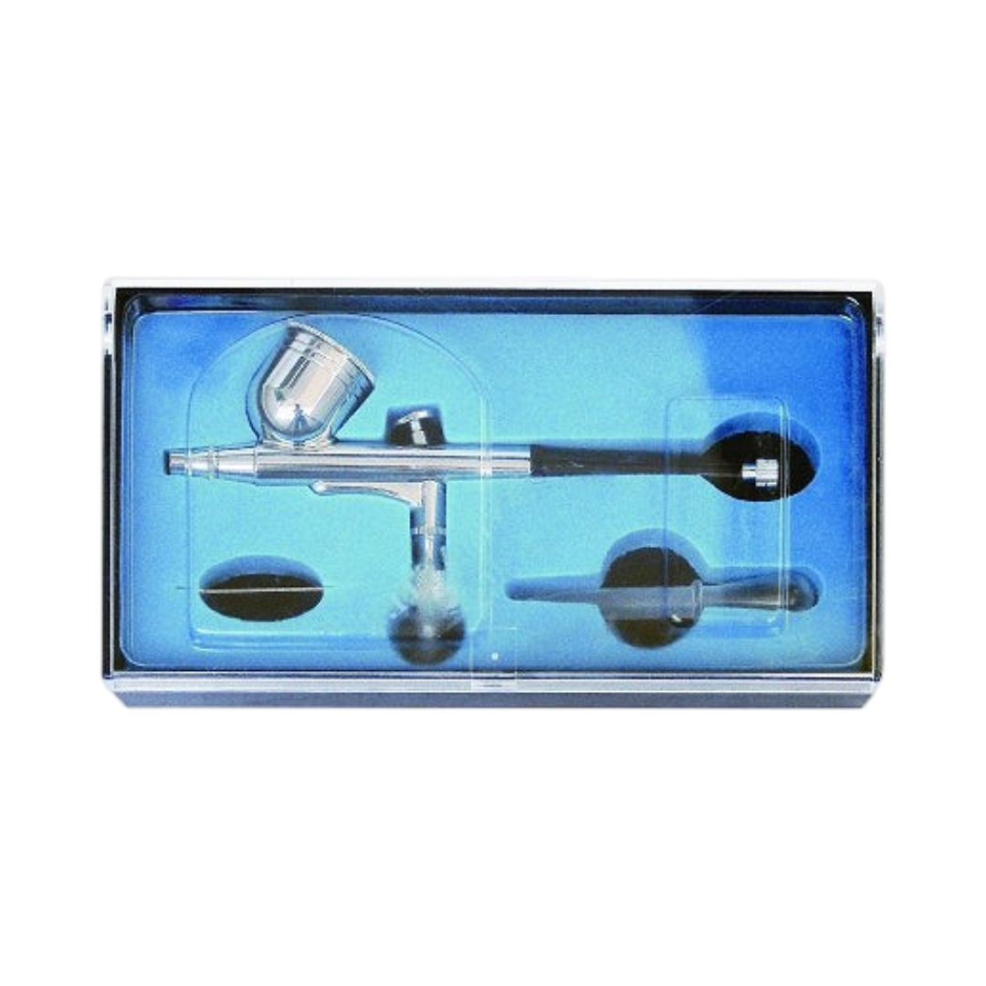 The Detail Warehouse Colourlock portable airbrush compressor with pressure regulator and air filter on white background