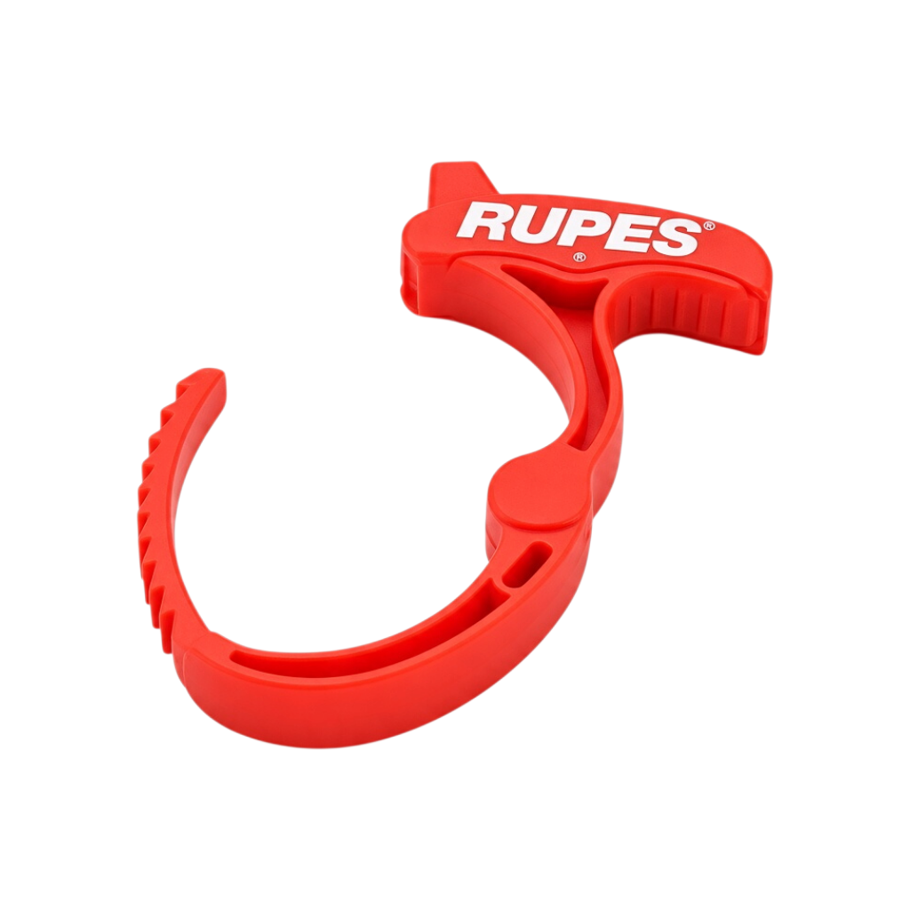 The Detail Warehouse red RUPES ratcheting cable management clamp for organizing power tool cords