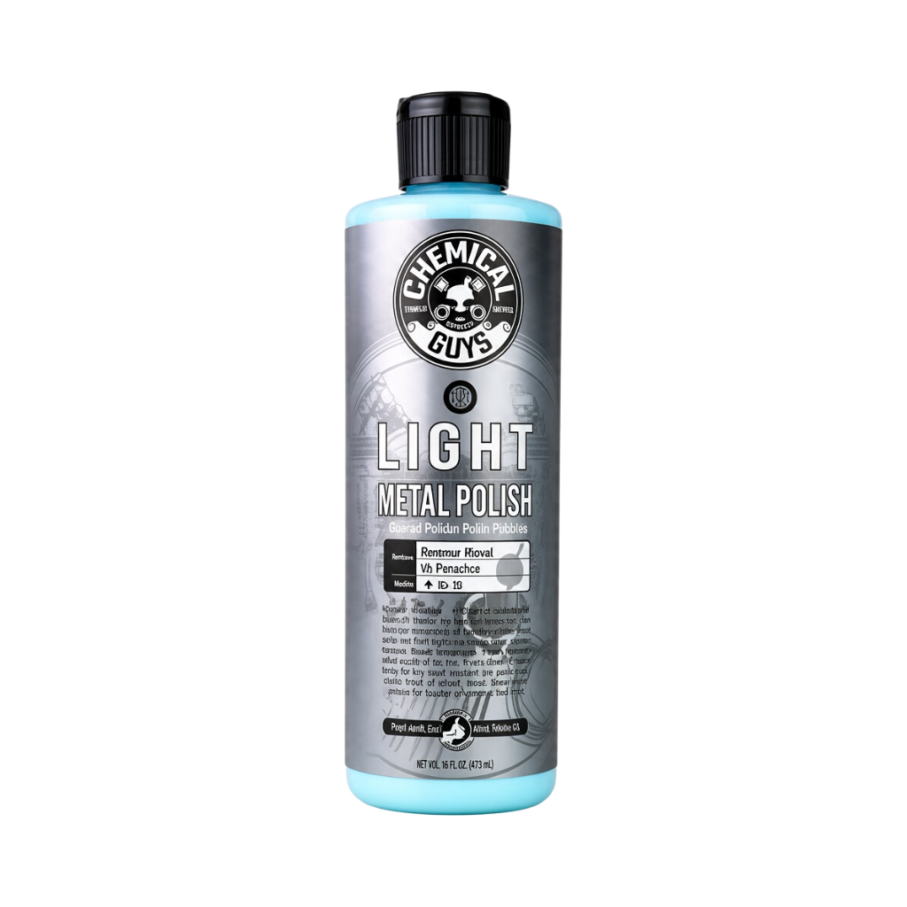 The Detail Warehouse Chemical Guys Light Metal Polish 470ml bottle for restoring shine to chrome and aluminum surfaces.