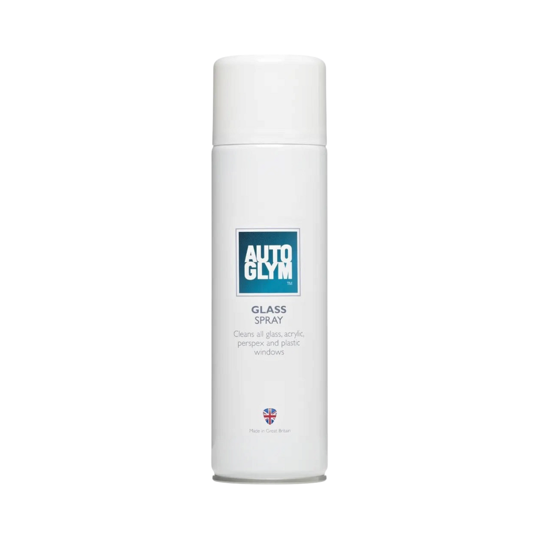 The Detail Warehouse Autoglym aerosol glass cleaner spray bottle for streak-free cleaning of glass and plastic.
