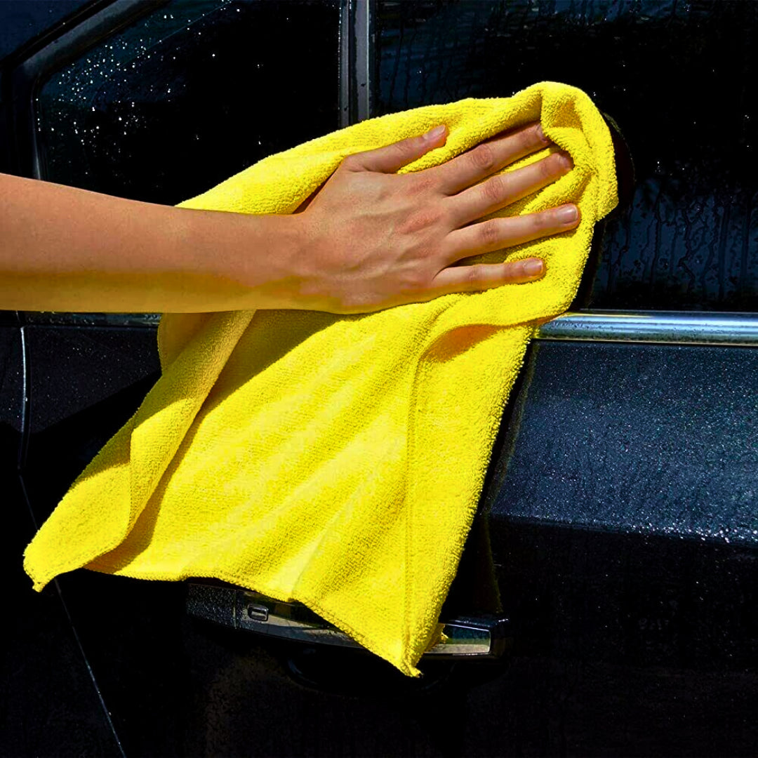 Yellow Microfibre Towels – 36 Pack | 16"x16" 360gsm Terry Weave