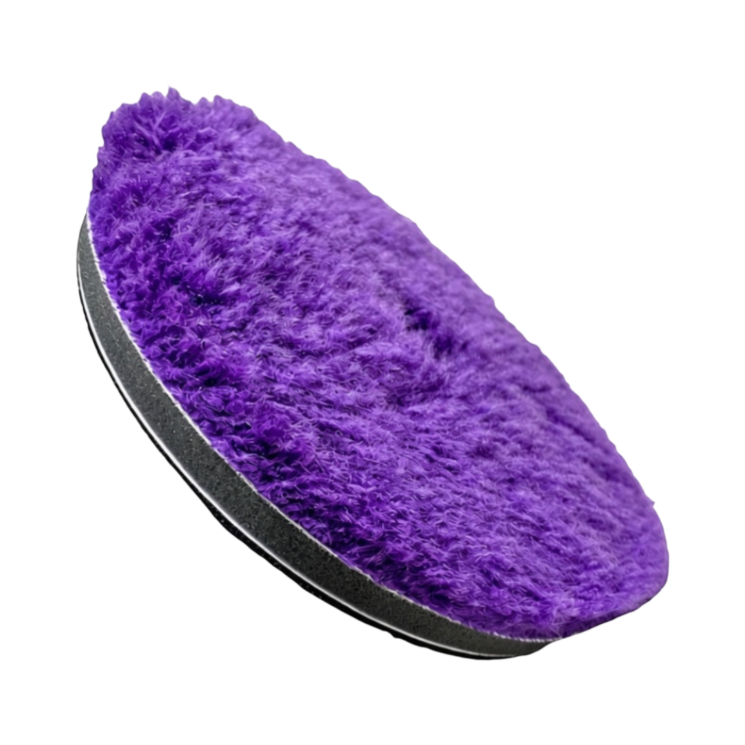 The Detail Warehouse OPTiX Purple Haze medium wool polishing pad with synthetic fibers for car paint correction