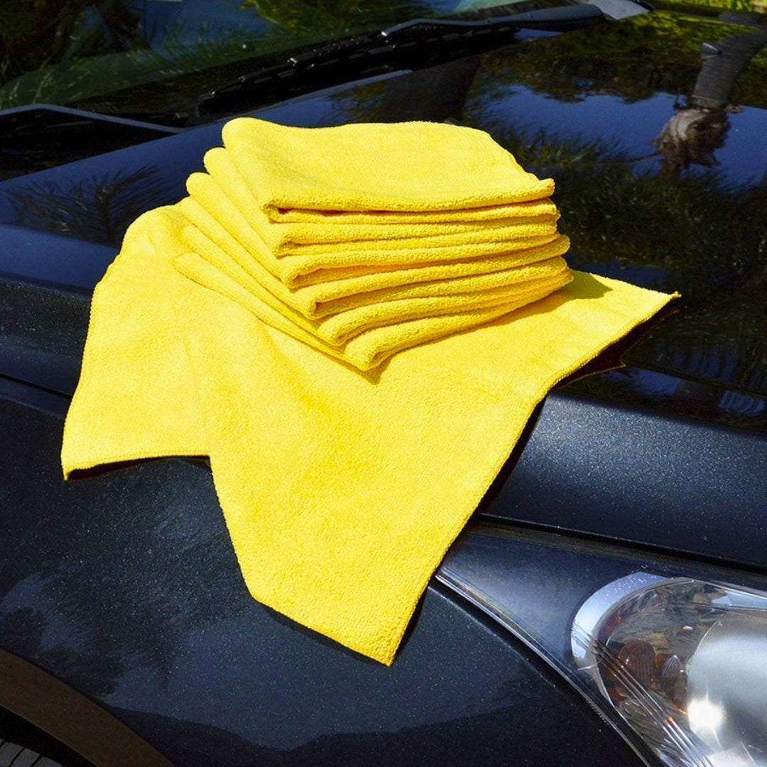 Yellow Microfibre Towels – 36 Pack | 16"x16" 360gsm Terry Weave