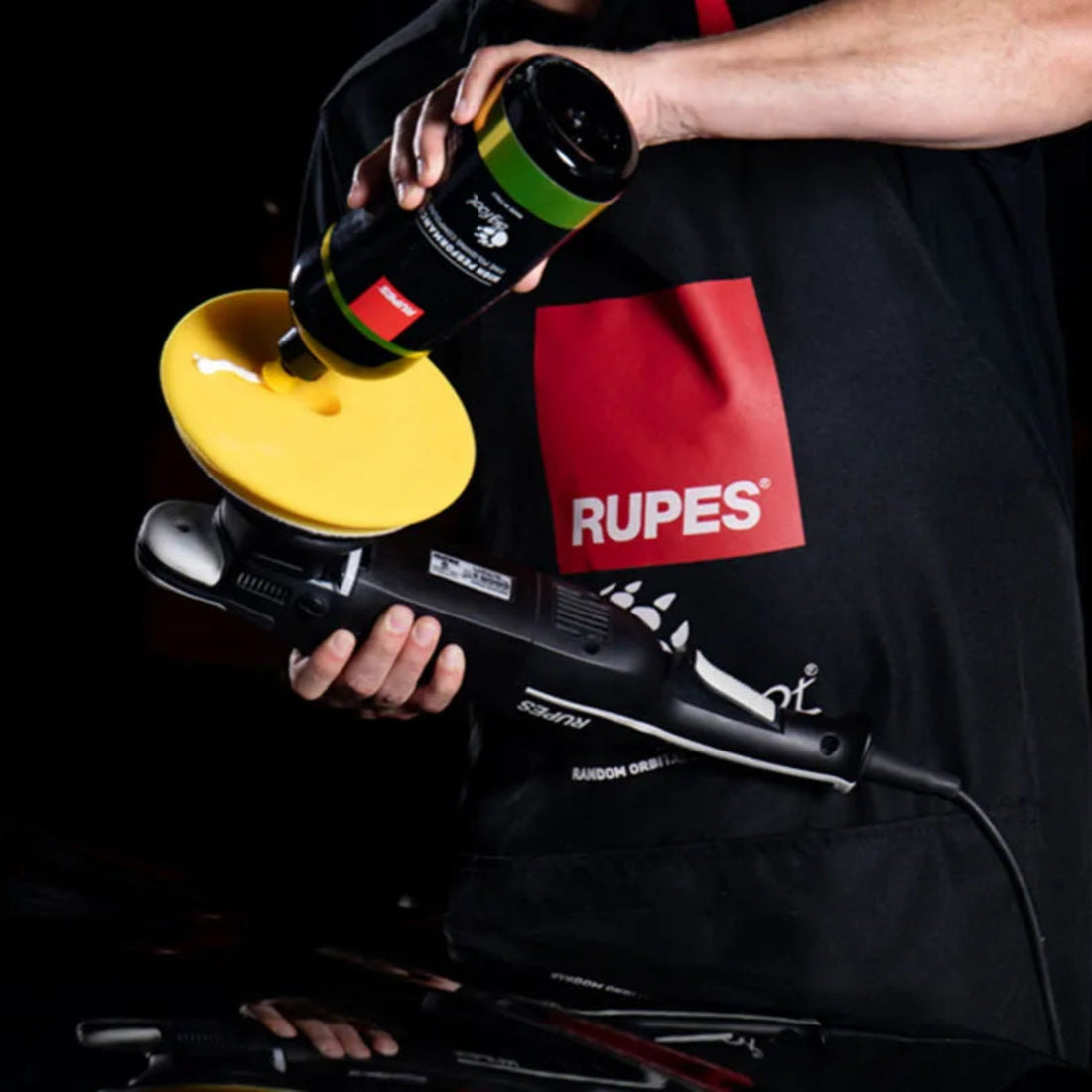 The Detail Warehouse Rupes DA fine yellow foam finishing pad for car paint refinement and gloss enhancement