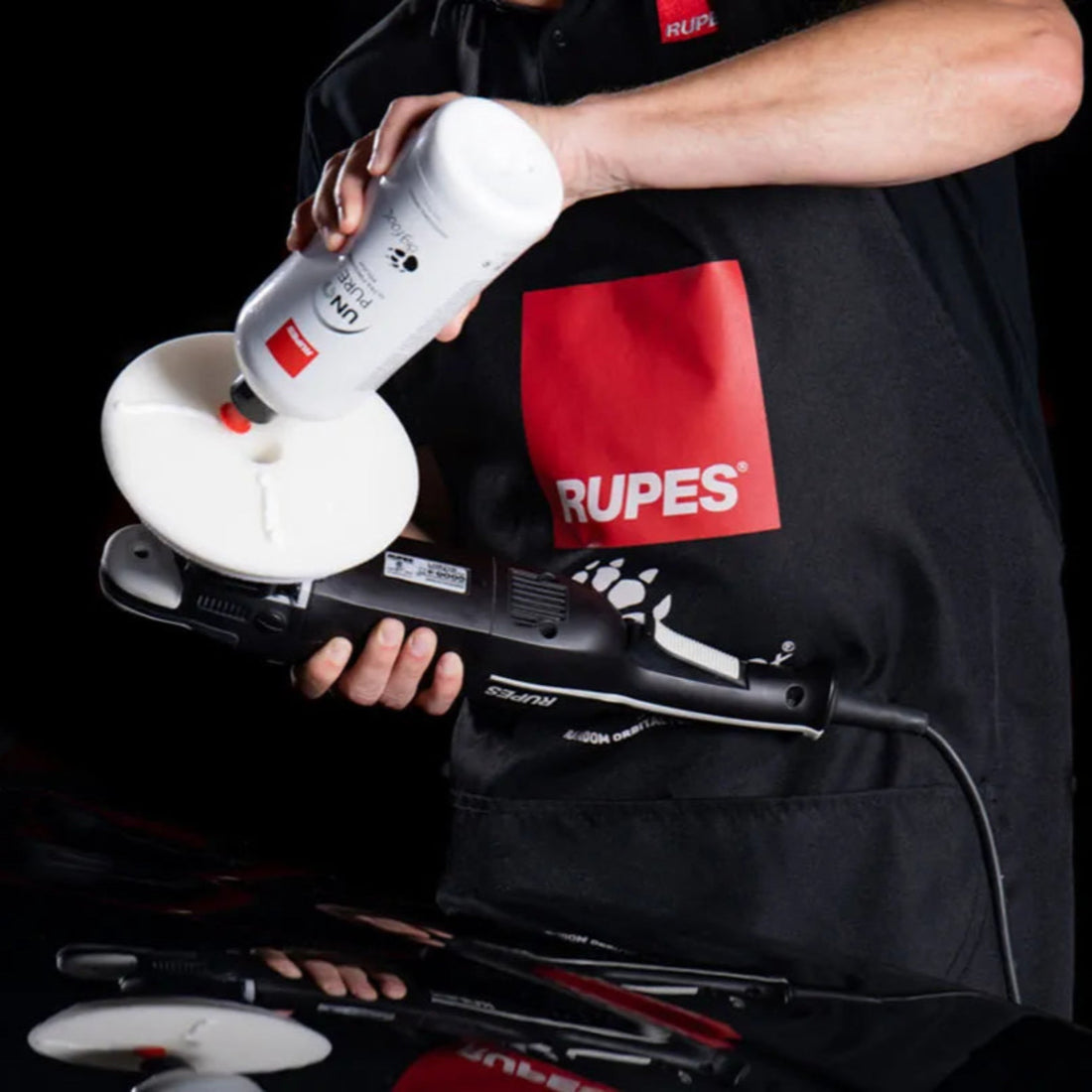 The Detail Warehouse Rupes DA ultra-fine white foam finishing pad for high-gloss car paint polishing