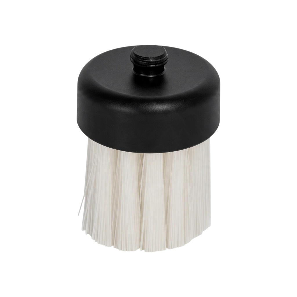 The Detail Warehouse Rupes Ibrid Nano hard nylon brush attachment with white bristles and a black circular base.