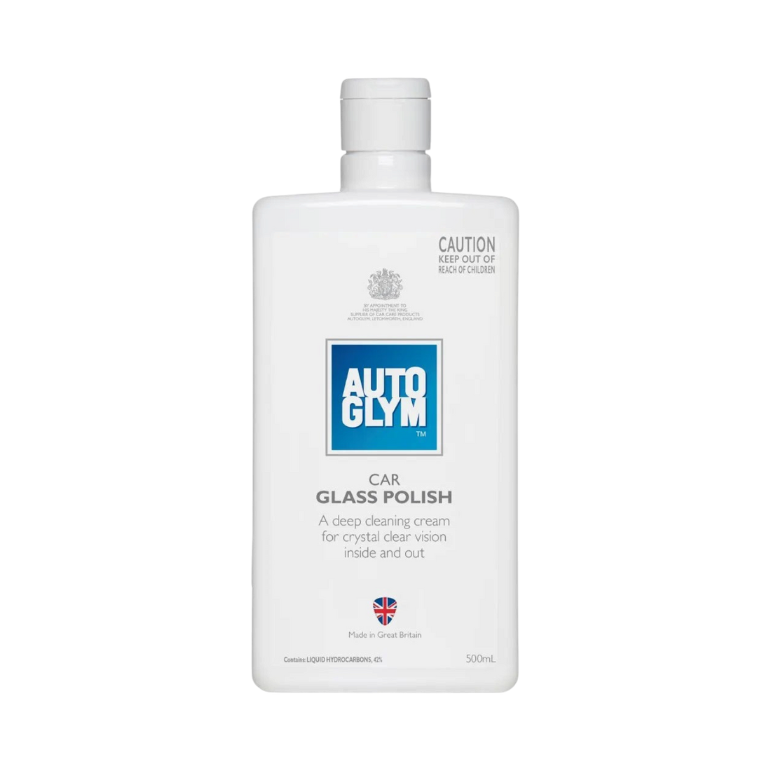 The Detail Warehouse Autoglym Car Glass Polish 500ml bottle for streak-free cleaning of vehicle windows