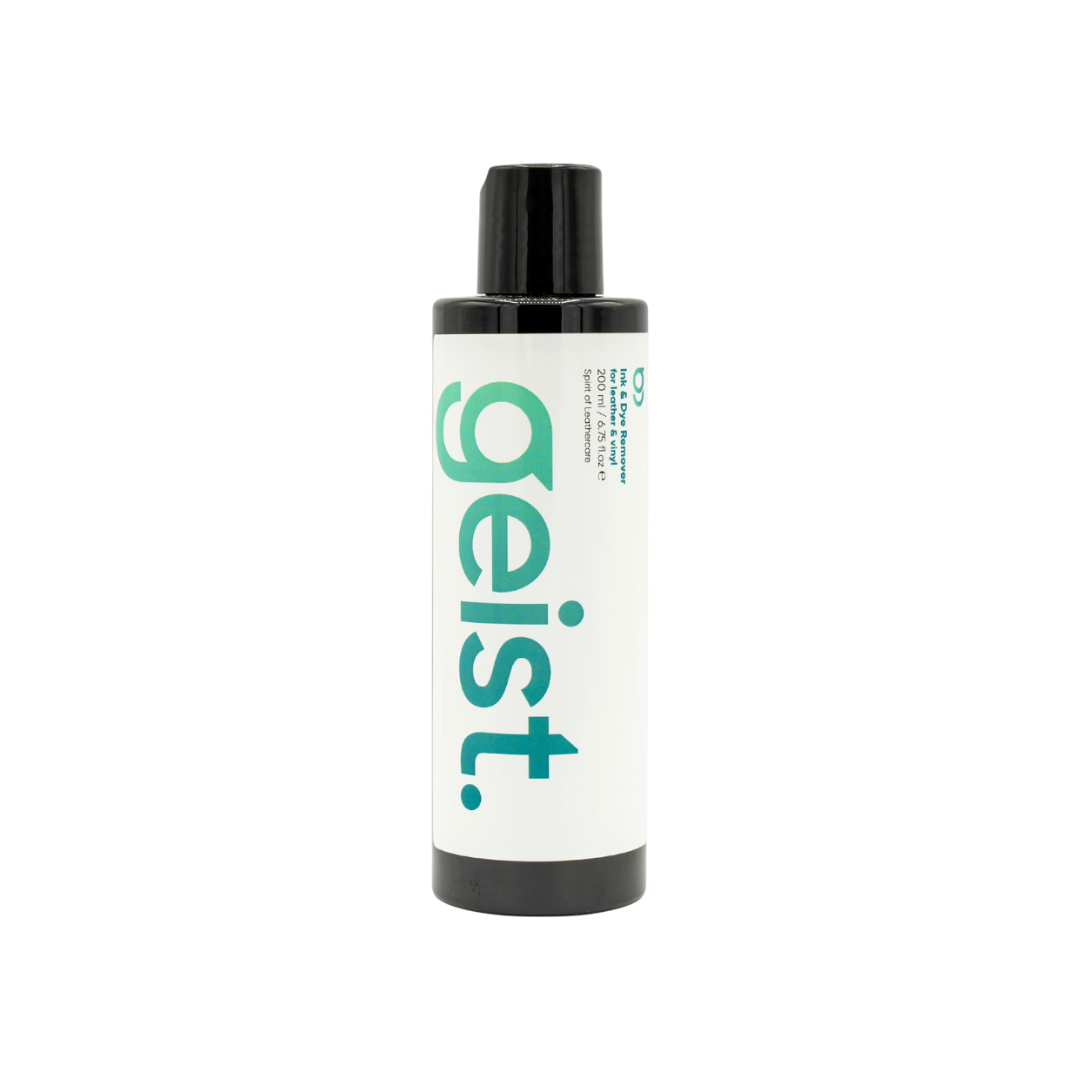The Detail Warehouse Geist Ink & Dye Remover 200ml bottle for cleaning leather, PVC, and PU surfaces.