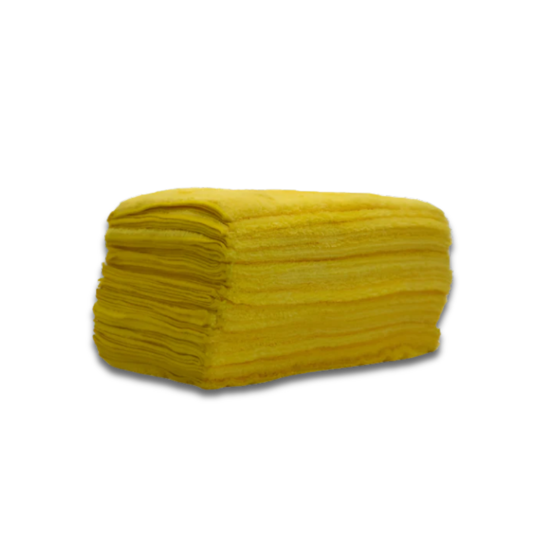 Yellow Microfibre Towels – 36 Pack | 16"x16" 360gsm Terry Weave