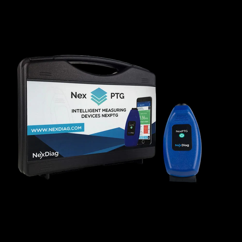 Nex PTG diagnostic device with carrying case on a white background