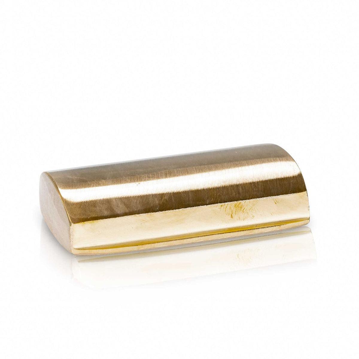 Gold cylindrical metal bar on a white background
