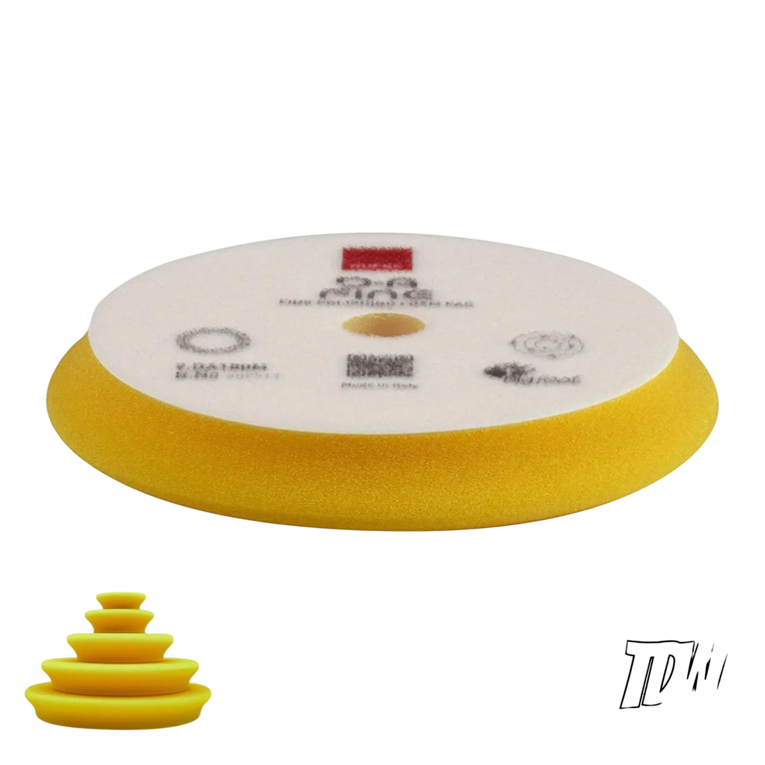 The Detail Warehouse Rupes DA fine yellow foam finishing pad for car paint refinement and gloss enhancement