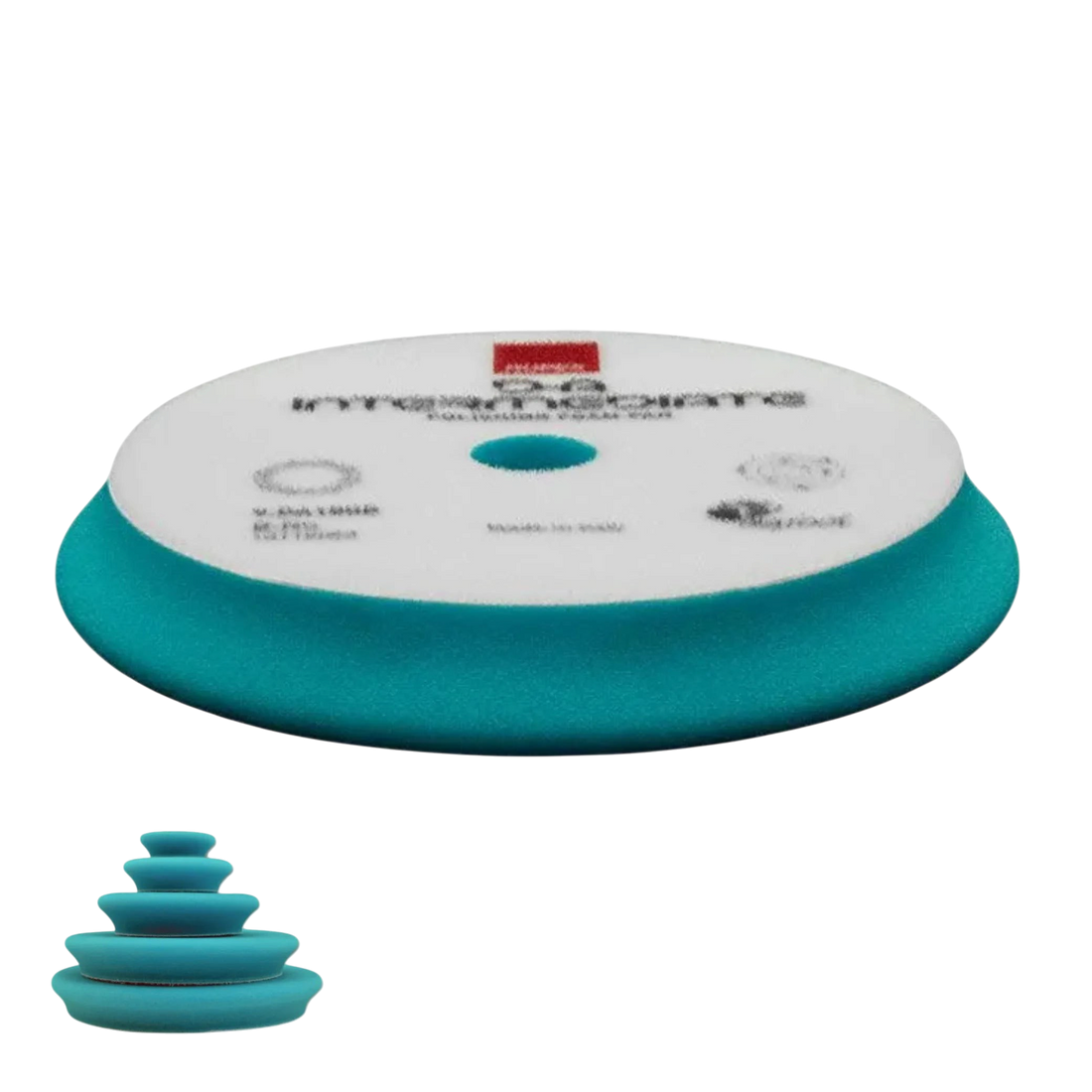 The Detail Warehouse Rupes DA intermediate foam polishing pad in azure blue with a tapered edge design
