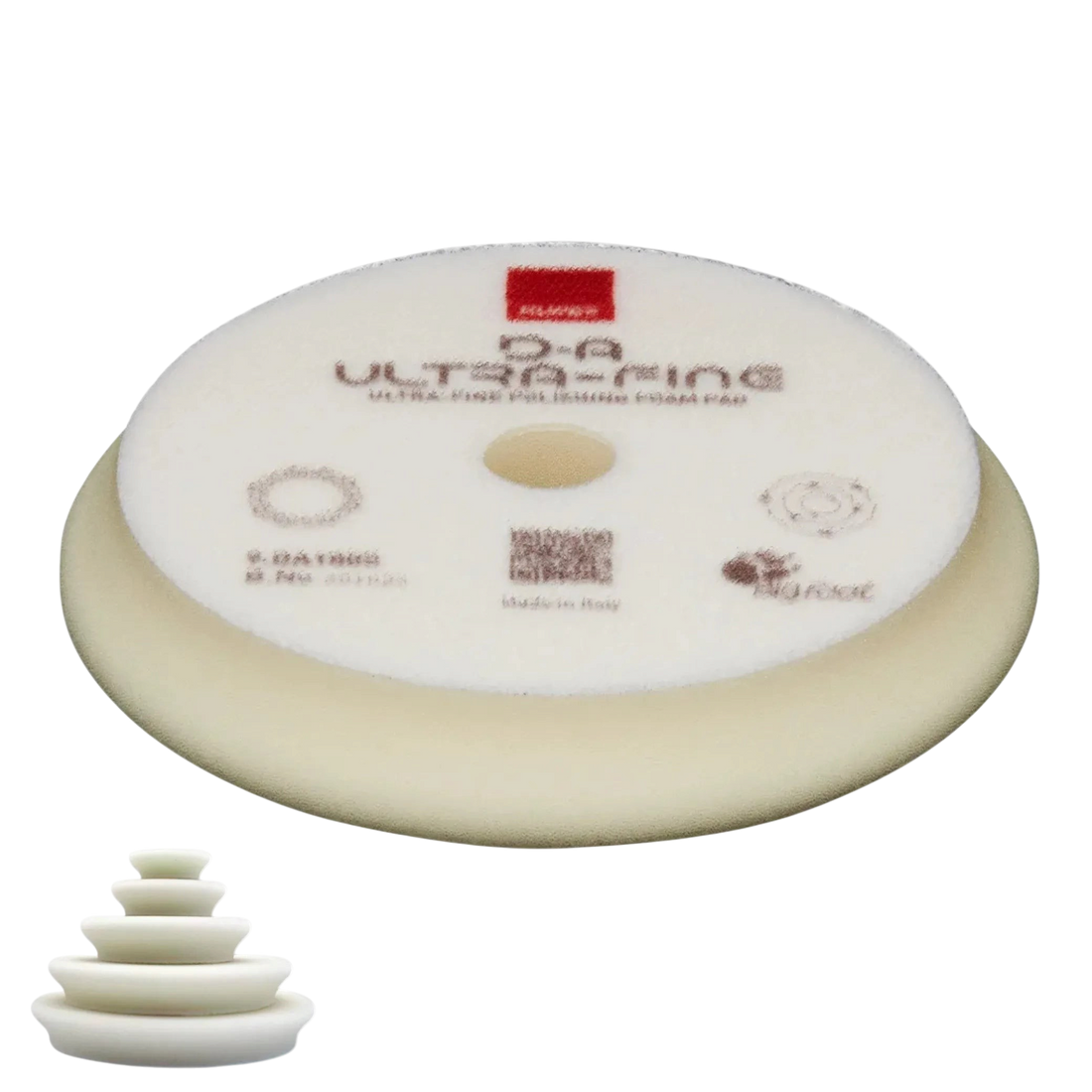 The Detail Warehouse Rupes DA ultra-fine white foam finishing pad for high-gloss car paint polishing