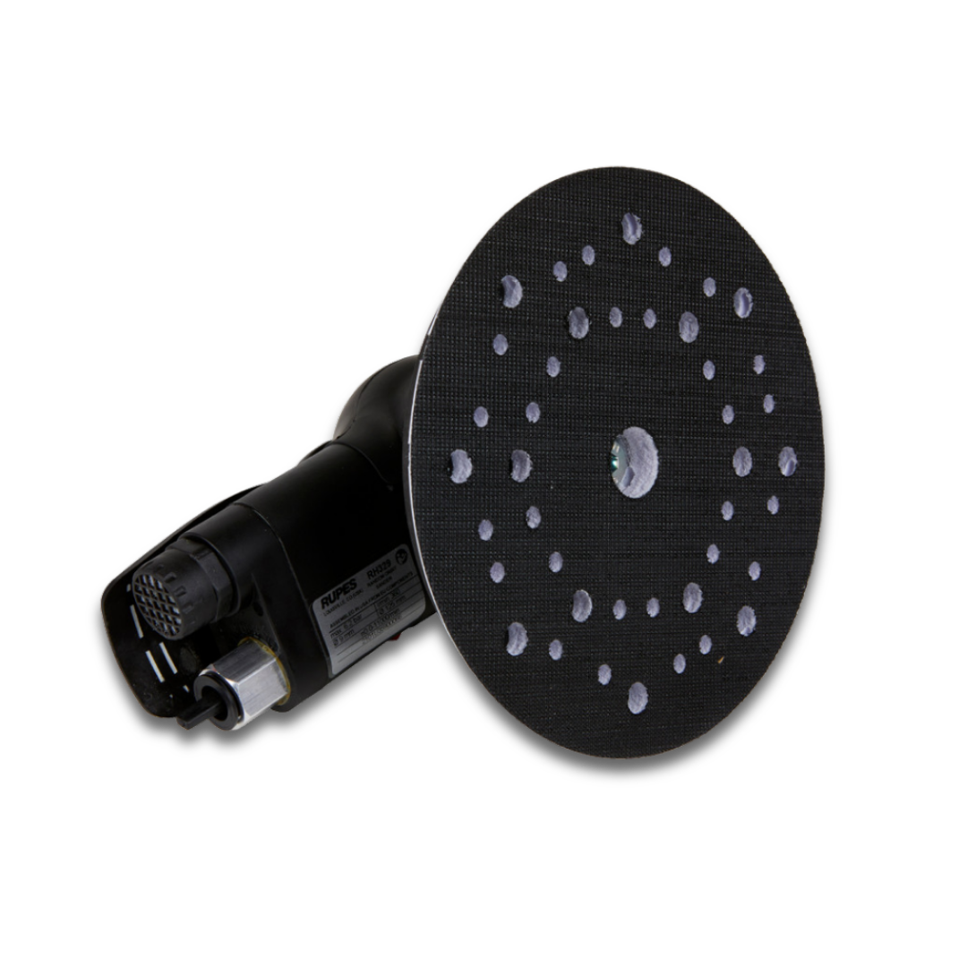 Rupes Skorpio III palm sander with 150mm velcro backing plate attached