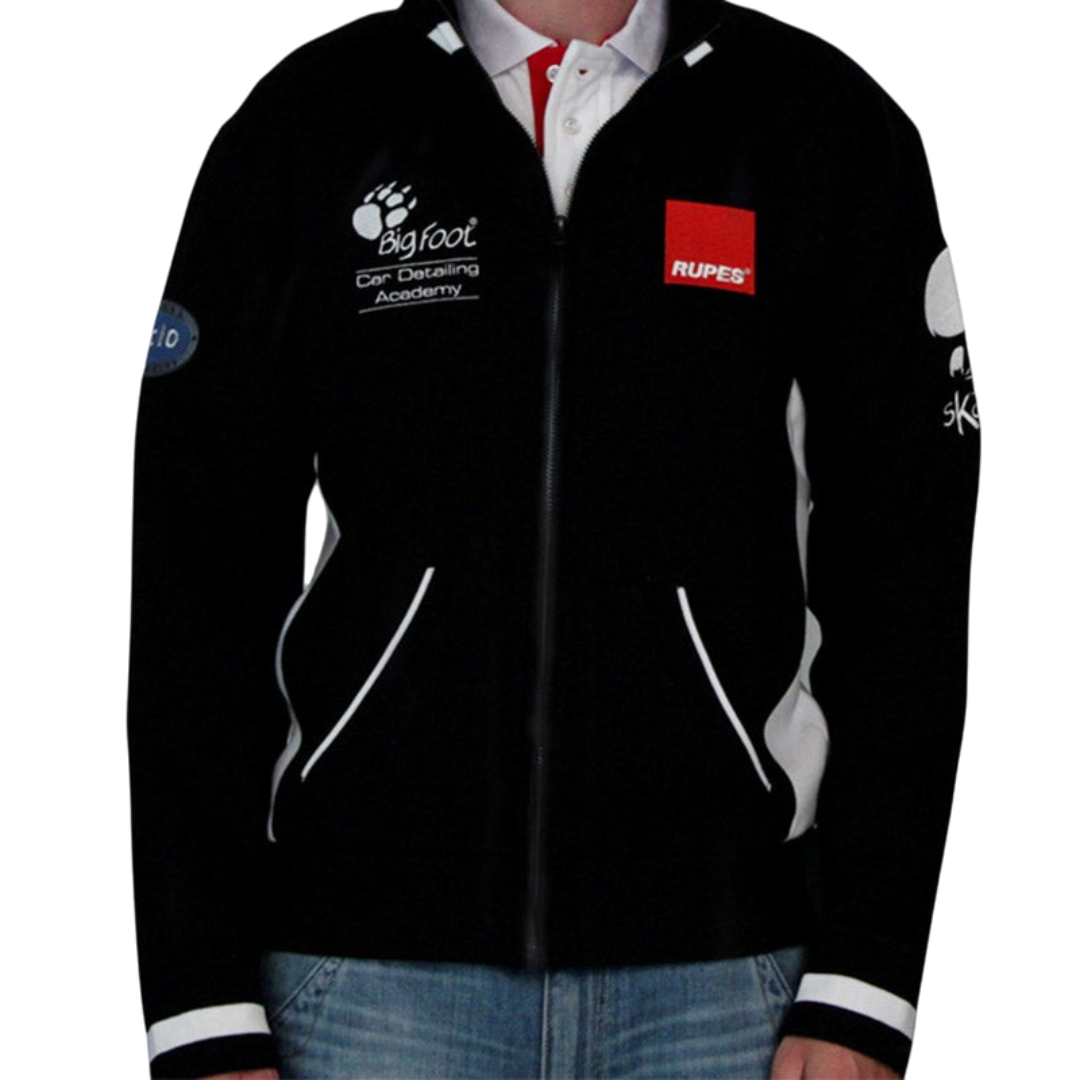 The Detail Warehouse Rupes BigFoot Academy black and white cotton-blend zip-up sweatshirt with detailing logos