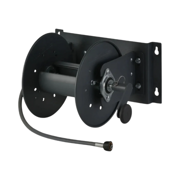 The Detail Warehouse ACTIVE M-Series steel pressure washer hose reel in black with a wall-mount backing plate.