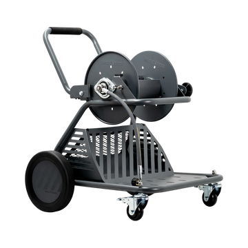The Detail Warehouse ACTIVE grey mobile wash cart and hose reel with stainless steel valve system and locking castors.