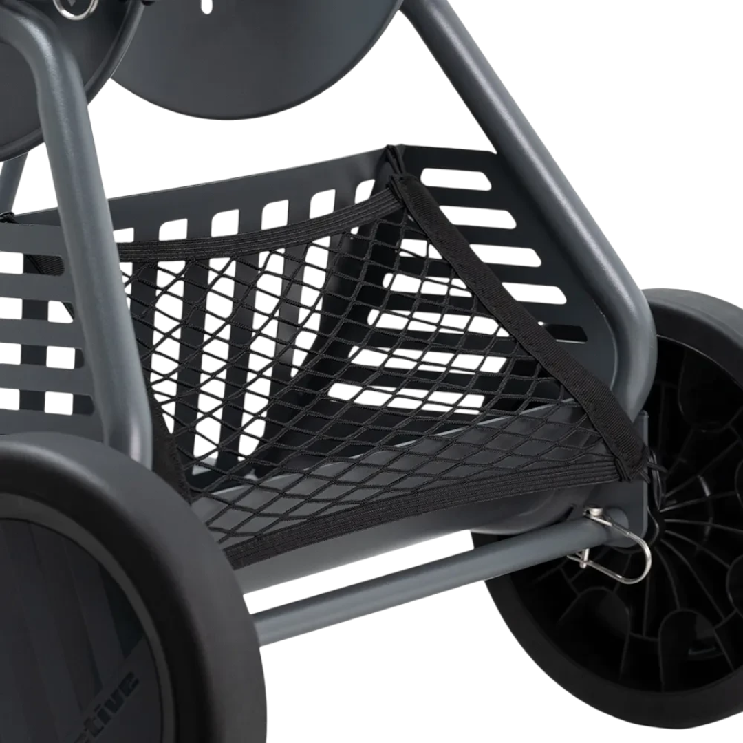 The Detail Warehouse ACTIVE wash cart featuring a durable grey metal frame and a black storage mesh basket.